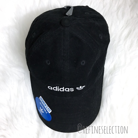 Adidas Black Corduroy Relaxed Strapback Hat Cap - Picture 4 of 8